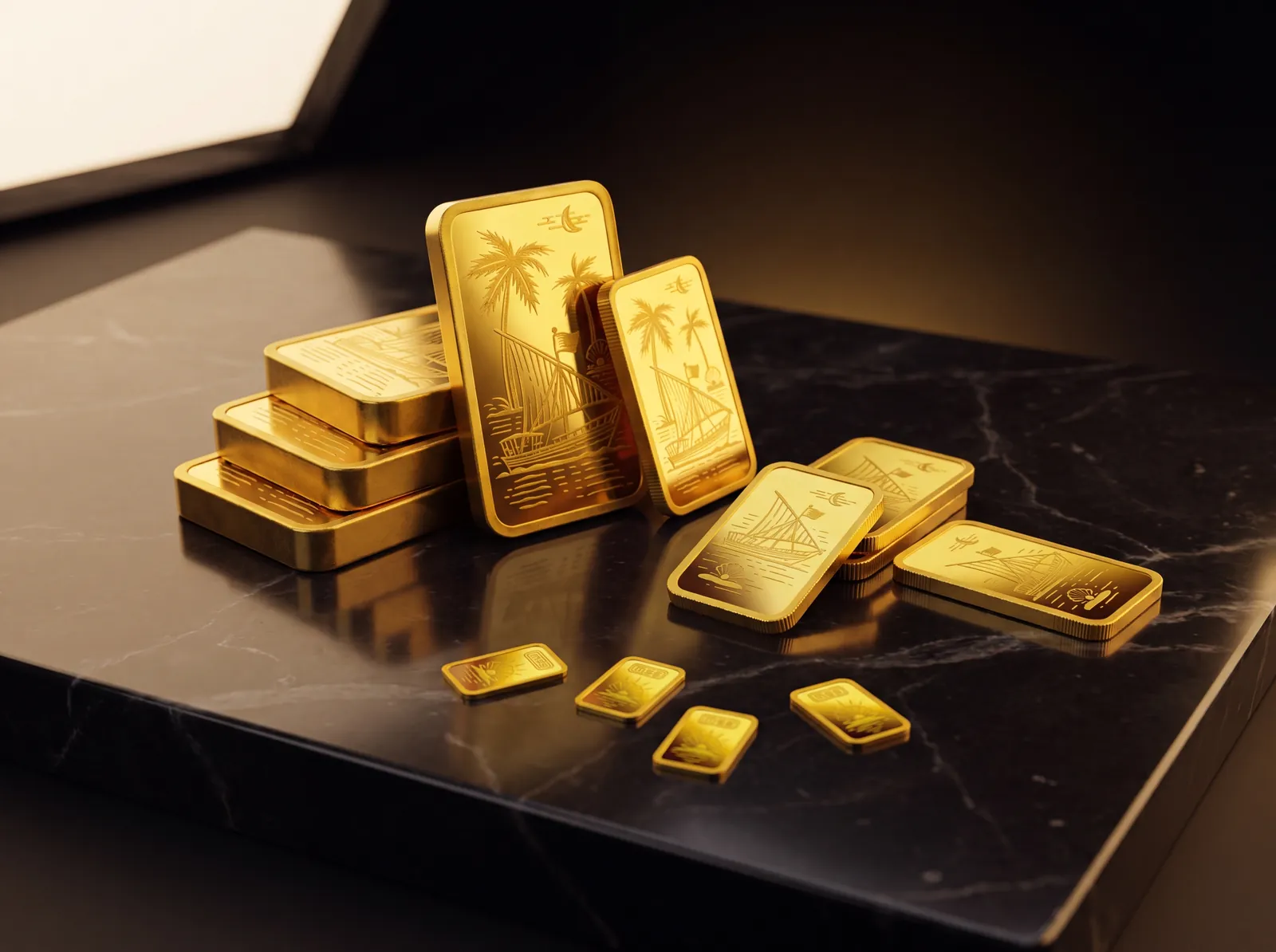 Three MSS physical gold bars in different sizes